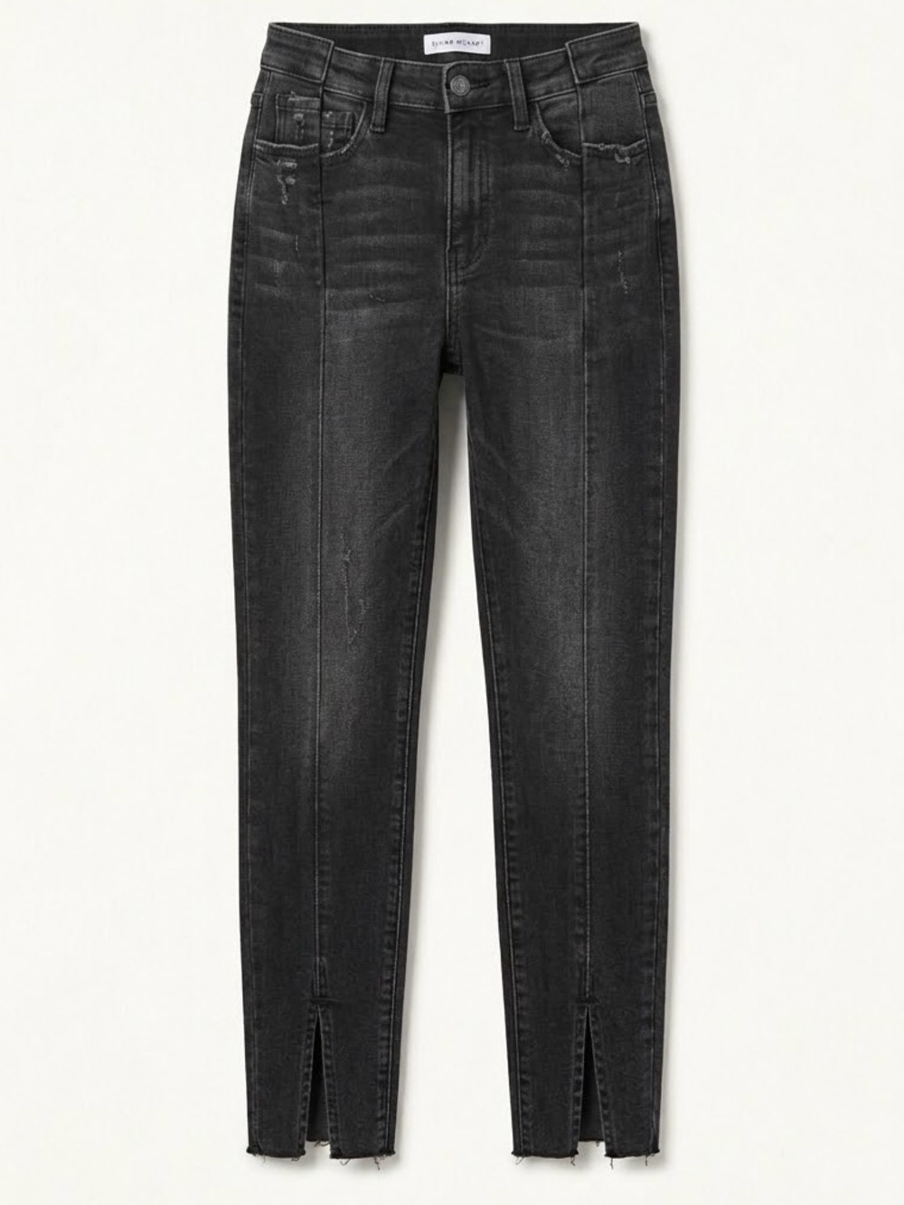 Flying Monkey High Rise Seam Front Raw Hem Skinny Black Denim Jeans Women’s 27